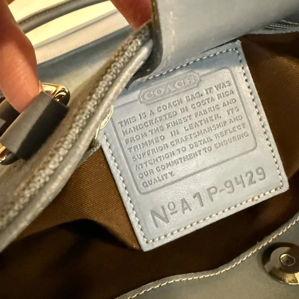 Coach Vintage Blue Bonnie Cashin Linen/Leather Shoulder Bag